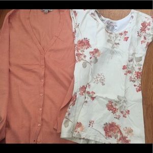 Melon cardigan and floral top